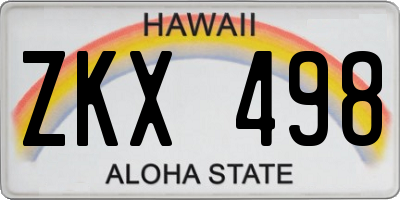HI license plate ZKX498