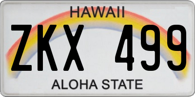 HI license plate ZKX499