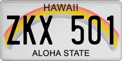HI license plate ZKX501