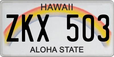 HI license plate ZKX503
