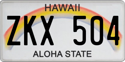 HI license plate ZKX504