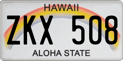 HI license plate ZKX508