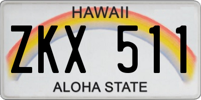 HI license plate ZKX511