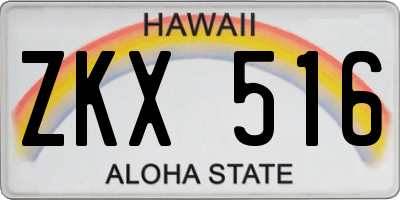 HI license plate ZKX516