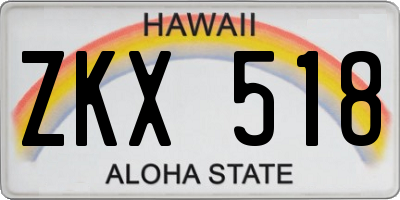 HI license plate ZKX518
