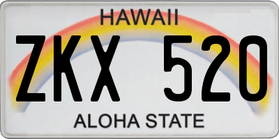 HI license plate ZKX520