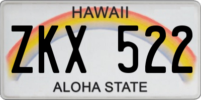 HI license plate ZKX522