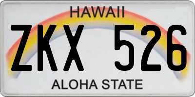 HI license plate ZKX526