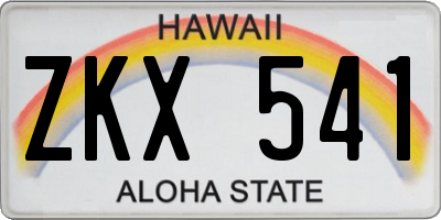 HI license plate ZKX541