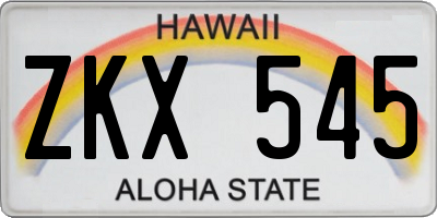 HI license plate ZKX545