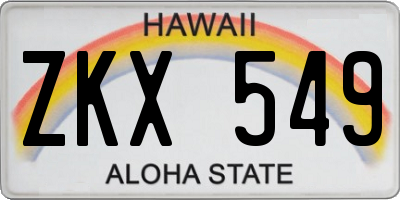 HI license plate ZKX549