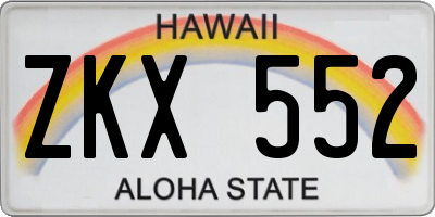 HI license plate ZKX552