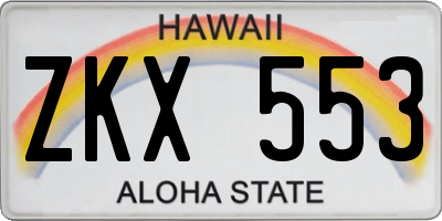 HI license plate ZKX553