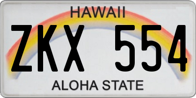 HI license plate ZKX554