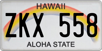 HI license plate ZKX558