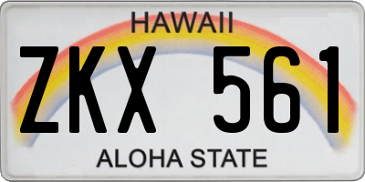 HI license plate ZKX561