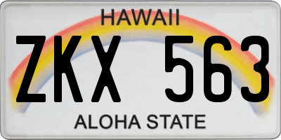 HI license plate ZKX563