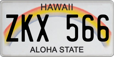 HI license plate ZKX566