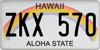 HI license plate ZKX570