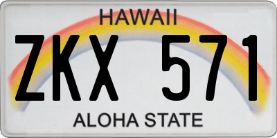 HI license plate ZKX571