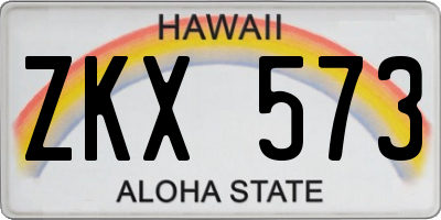 HI license plate ZKX573