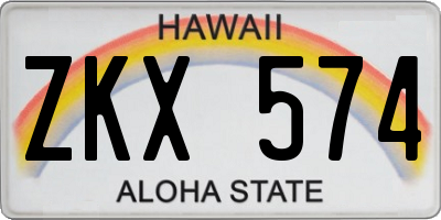 HI license plate ZKX574
