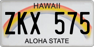 HI license plate ZKX575