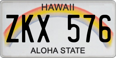 HI license plate ZKX576