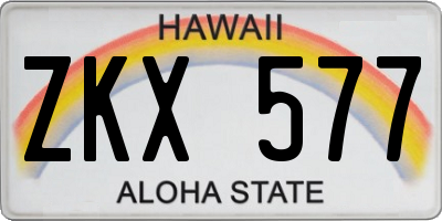 HI license plate ZKX577