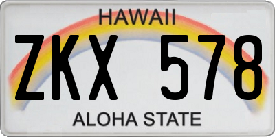 HI license plate ZKX578