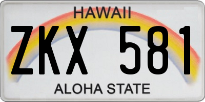 HI license plate ZKX581
