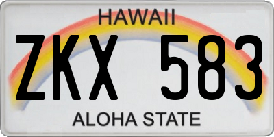HI license plate ZKX583