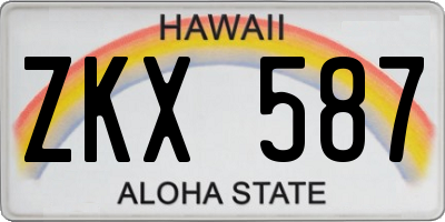 HI license plate ZKX587