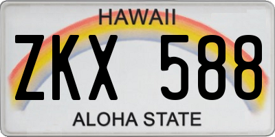 HI license plate ZKX588