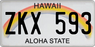 HI license plate ZKX593