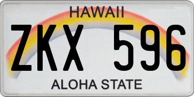 HI license plate ZKX596
