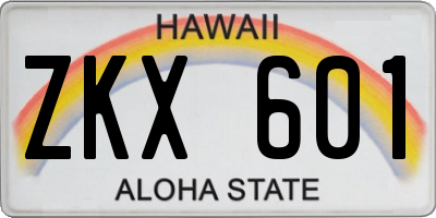 HI license plate ZKX601