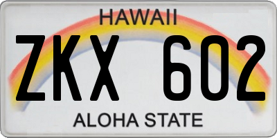 HI license plate ZKX602