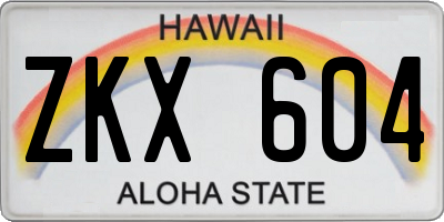 HI license plate ZKX604