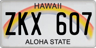 HI license plate ZKX607