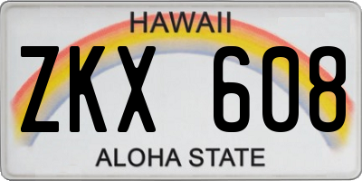HI license plate ZKX608