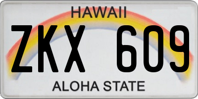 HI license plate ZKX609