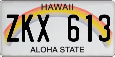 HI license plate ZKX613