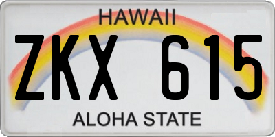 HI license plate ZKX615