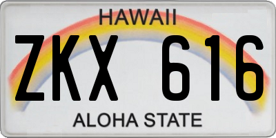 HI license plate ZKX616