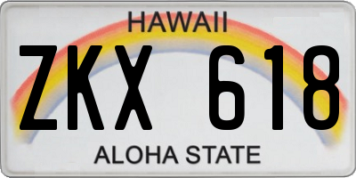HI license plate ZKX618