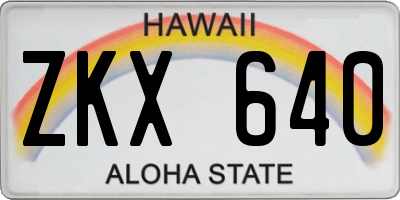 HI license plate ZKX640