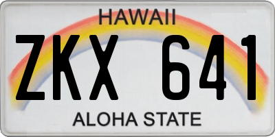HI license plate ZKX641