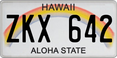 HI license plate ZKX642