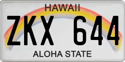 HI license plate ZKX644
